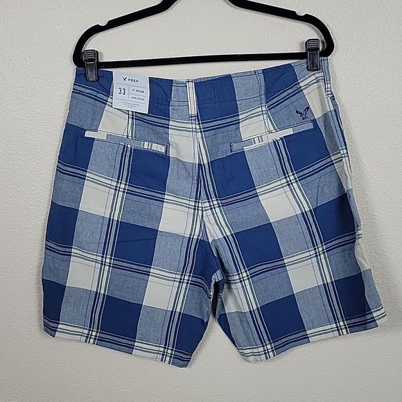 NWT AEO Plaid Prep Short, Size 33 - Picture 2 of 4